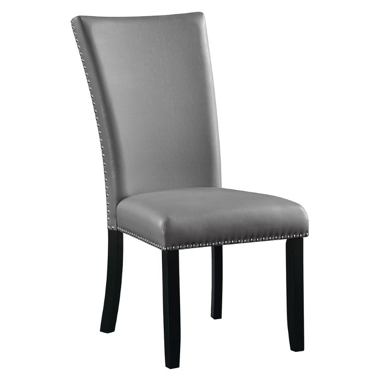 English Elm Rella Faux Leather Dining Side Chairs with Nailhead Trim and Black Rubberwood Legs Set of 2 B062P580117