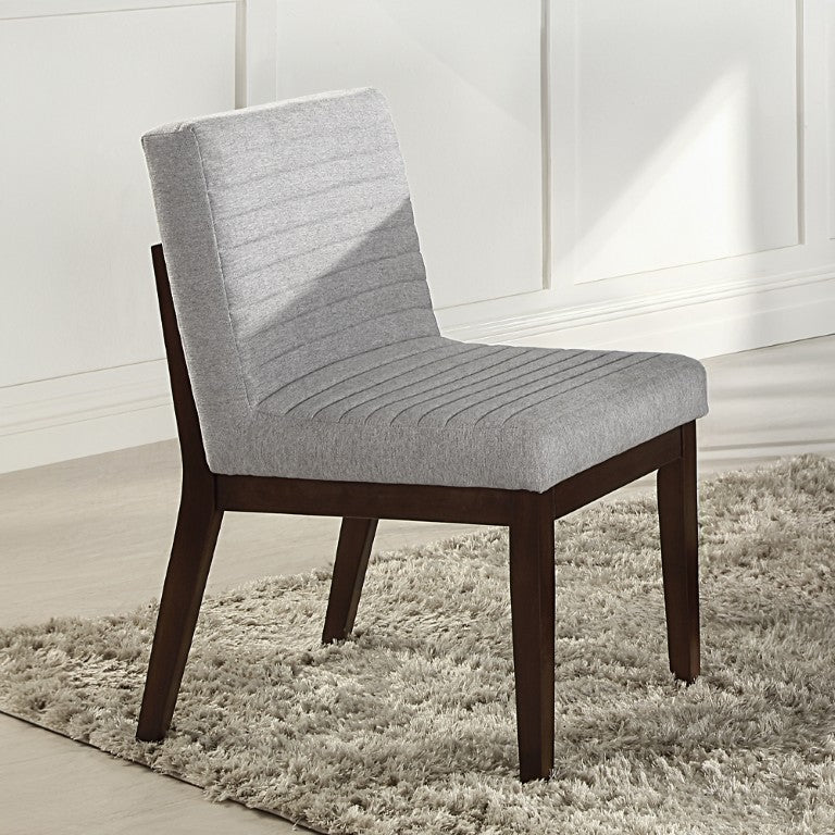 English Elm Dalton Channel Stitched Linen Blend Dining Chairs with Espresso Rubberwood Legs Set of 2 B062P580118