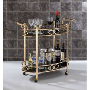 English Elm Zelena Two Tier Tempered Glass Bar Cart with Polished Gold Frame for Glam Interiors B062P580119