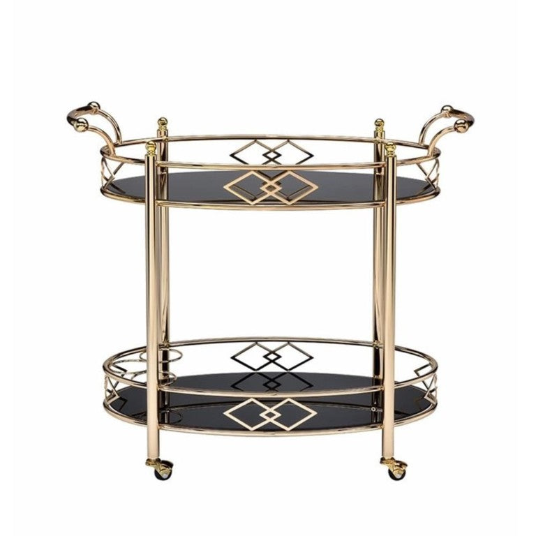 English Elm Zelena Two Tier Tempered Glass Bar Cart with Polished Gold Frame for Glam Interiors B062P580119