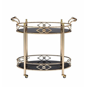 English Elm Zelena Two Tier Tempered Glass Bar Cart with Polished Gold Frame for Glam Interiors B062P580119