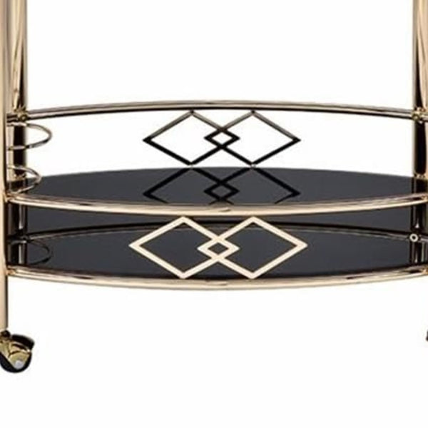 English Elm Zelena Two Tier Tempered Glass Bar Cart with Polished Gold Frame for Glam Interiors B062P580119
