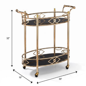 English Elm Zelena Two Tier Tempered Glass Bar Cart with Polished Gold Frame for Glam Interiors B062P580119