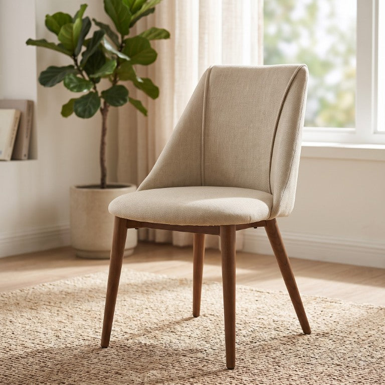 English Elm Elowen Wingback Microfiber Dining Chairs with Flange Piping and Dark Oak Legs Set B062P580122
