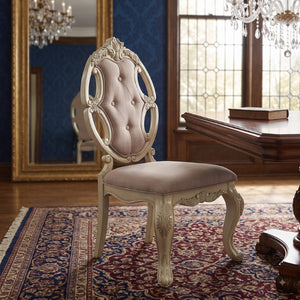 English Elm Valentina Carved Wood Dining Chairs Tufted Woven Seat Cabriole Legs Set of 2 B062P580125