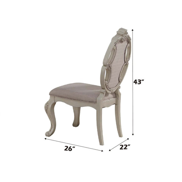 English Elm Valentina Carved Wood Dining Chairs Tufted Woven Seat Cabriole Legs Set of 2 B062P580125