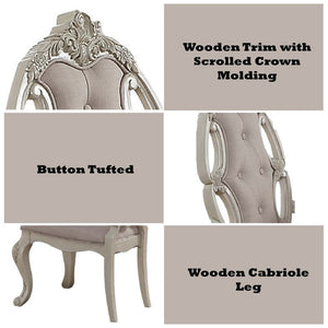 English Elm Valentina Carved Wood Dining Chairs Tufted Woven Seat Cabriole Legs Set of 2 B062P580125