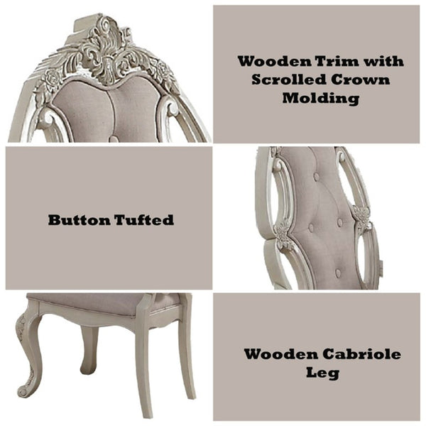 English Elm Valentina Carved Wood Dining Chairs Tufted Woven Seat Cabriole Legs Set of 2 B062P580125