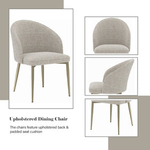 English Elm Callista Barrel Back Dining Chairs Set of Two Woven Fabric Gold Leg Glam Seating B062P580130
