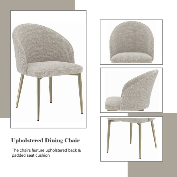 English Elm Callista Barrel Back Dining Chairs Set of Two Woven Fabric Gold Leg Glam Seating B062P580130