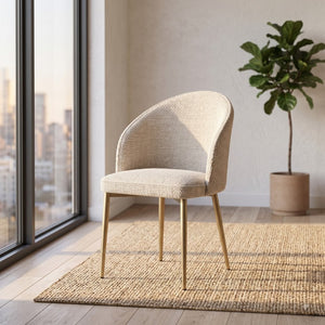 English Elm Callista Barrel Back Dining Chairs Set of Two Woven Fabric Gold Leg Glam Seating B062P580130
