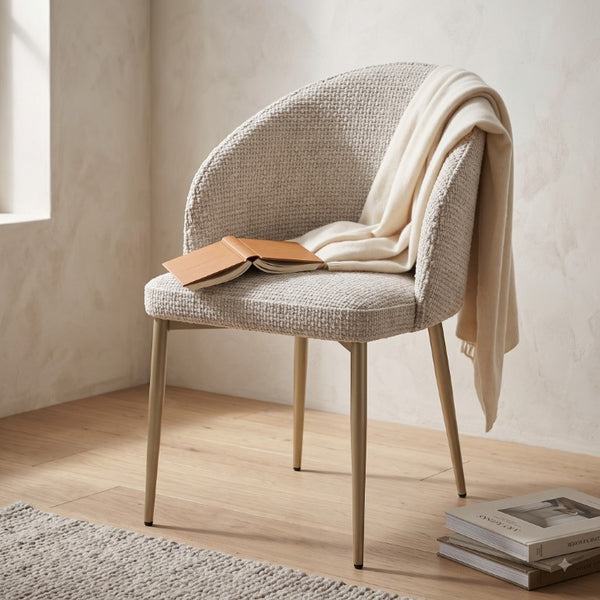 English Elm Callista Barrel Back Dining Chairs Set of Two Woven Fabric Gold Leg Glam Seating B062P580130