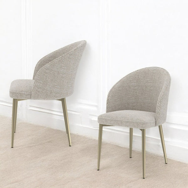 English Elm Callista Barrel Back Dining Chairs Set of Two Woven Fabric Gold Leg Glam Seating B062P580130