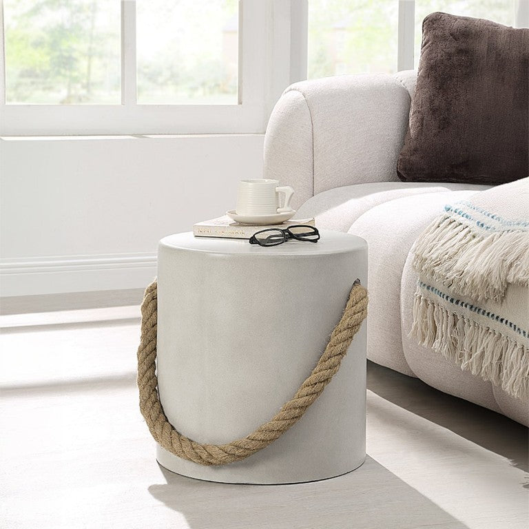 English Elm Callan Cement and Rope Drum Accent Table for Modern Living Rooms and Reading Nooks B062P580132