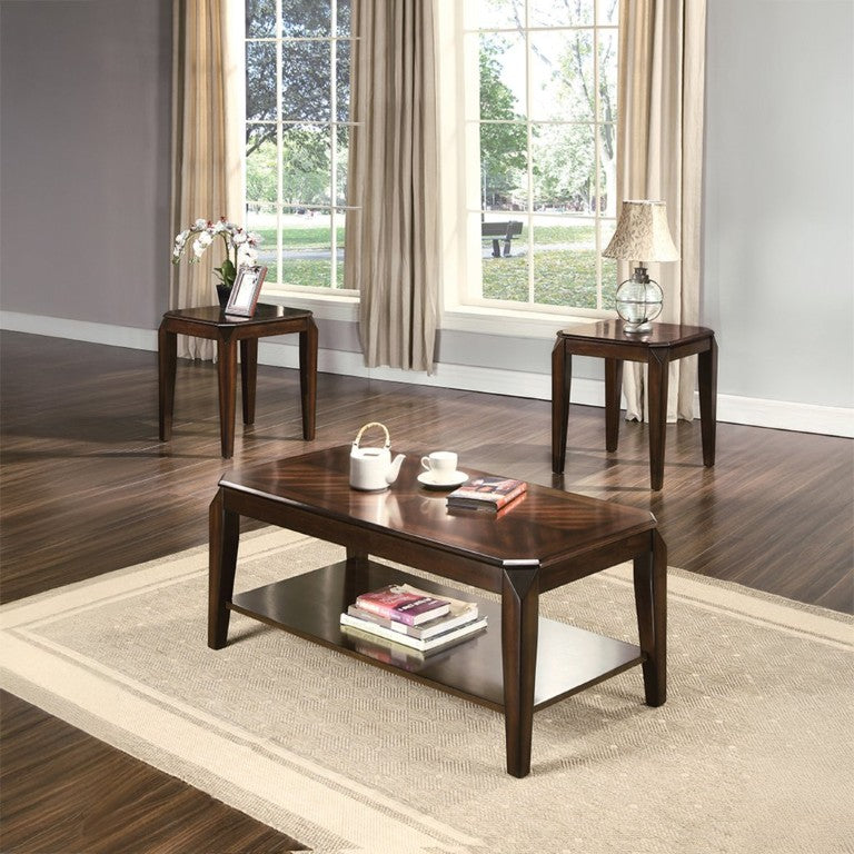 English Elm Aveline Walnut Veneer 3 Piece Living Room Coffee and End Table Set with Storage B062P580141