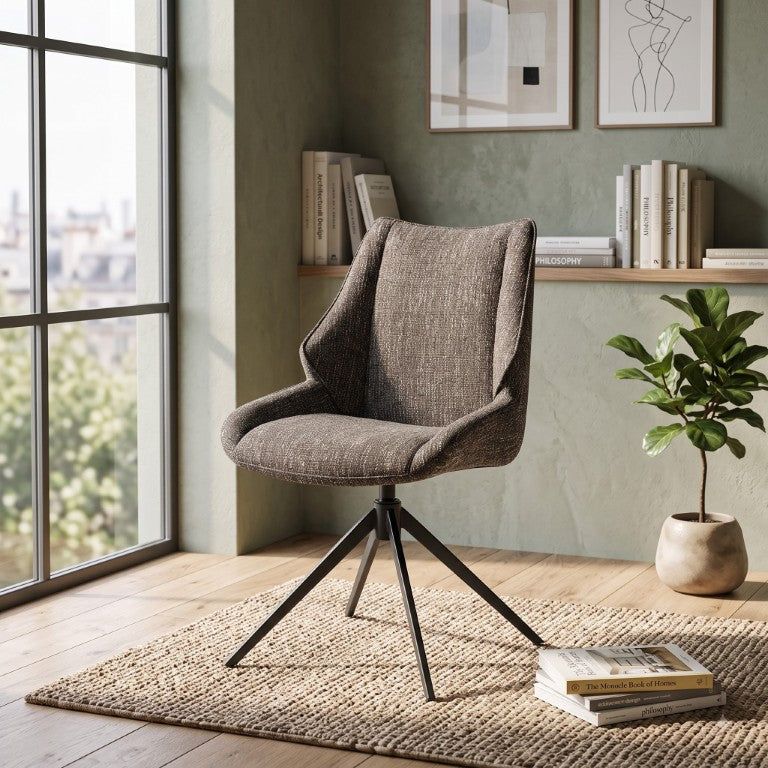 English Elm Avery Wingback Swivel Accent Chair Set of Two in Warm Textured Chenille Fabric B062P580147