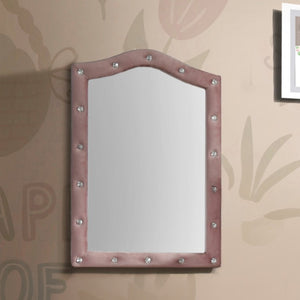 English Elm Rosalia Tufted Pink Fabric Wall Mirror with Arched Crown for Glam Bedroom Vanity B062P580148