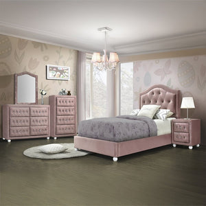 English Elm Rosalia Tufted Pink Fabric Wall Mirror with Arched Crown for Glam Bedroom Vanity B062P580148