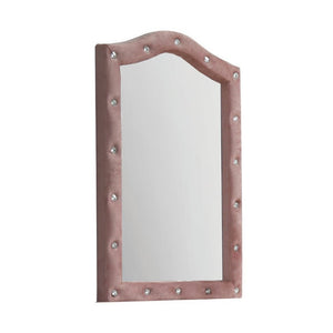 English Elm Rosalia Tufted Pink Fabric Wall Mirror with Arched Crown for Glam Bedroom Vanity B062P580148