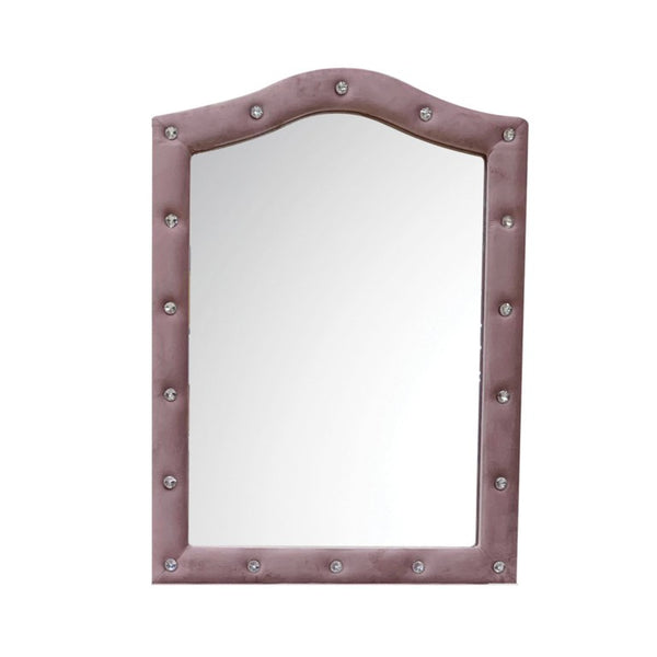English Elm Rosalia Tufted Pink Fabric Wall Mirror with Arched Crown for Glam Bedroom Vanity B062P580148