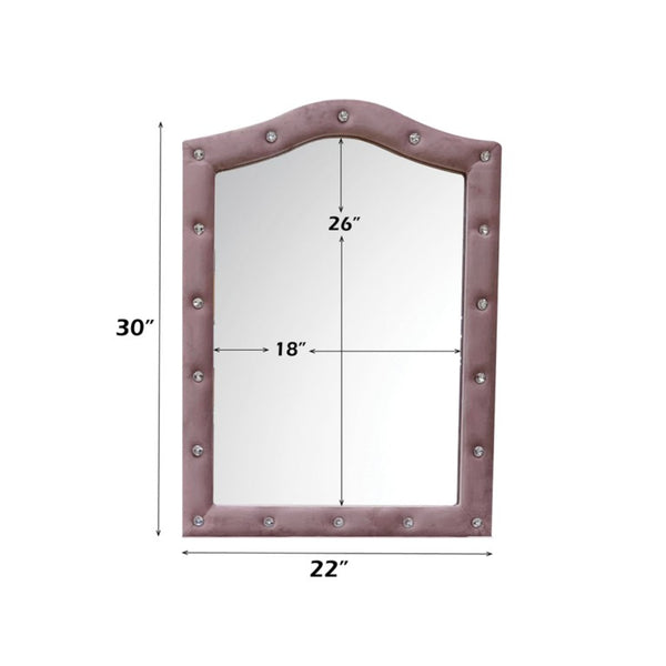 English Elm Rosalia Tufted Pink Fabric Wall Mirror with Arched Crown for Glam Bedroom Vanity B062P580148
