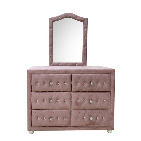 English Elm Rosalia Tufted Pink Fabric Wall Mirror with Arched Crown for Glam Bedroom Vanity B062P580148