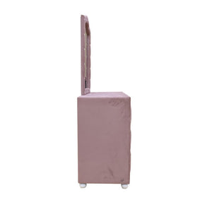 English Elm Rosalia Tufted Pink Fabric Wall Mirror with Arched Crown for Glam Bedroom Vanity B062P580148