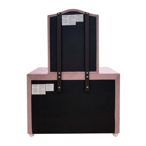 English Elm Rosalia Tufted Pink Fabric Wall Mirror with Arched Crown for Glam Bedroom Vanity B062P580148