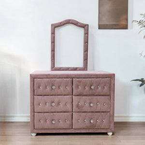 English Elm Rosalia Tufted Pink Fabric Wall Mirror with Arched Crown for Glam Bedroom Vanity B062P580148