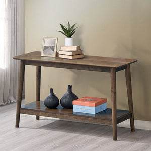 English Elm Kinslo Mid-Century Walnut Veneer Sofa Table with Open Shelf for Entryway B062P581090