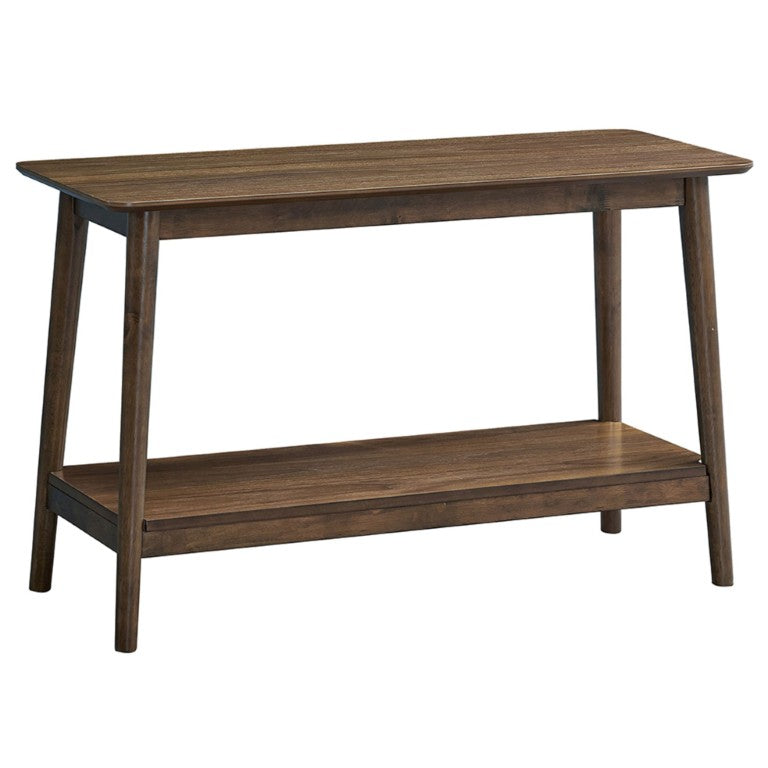 English Elm Kinslo Mid-Century Walnut Veneer Sofa Table with Open Shelf for Entryway B062P581090
