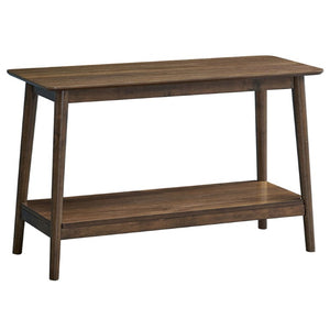 English Elm Kinslo Mid-Century Walnut Veneer Sofa Table with Open Shelf for Entryway B062P581090