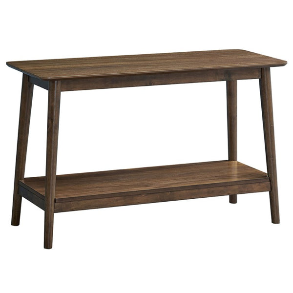 English Elm Kinslo Mid-Century Walnut Veneer Sofa Table with Open Shelf for Entryway B062P581090