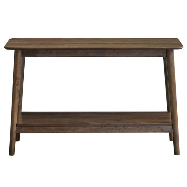 English Elm Kinslo Mid-Century Walnut Veneer Sofa Table with Open Shelf for Entryway B062P581090