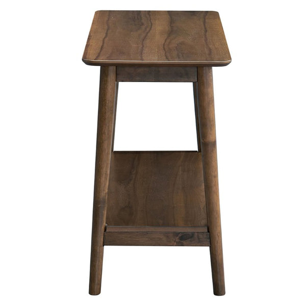 English Elm Kinslo Mid-Century Walnut Veneer Sofa Table with Open Shelf for Entryway B062P581090