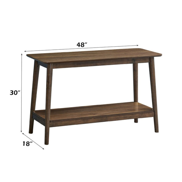 English Elm Kinslo Mid-Century Walnut Veneer Sofa Table with Open Shelf for Entryway B062P581090