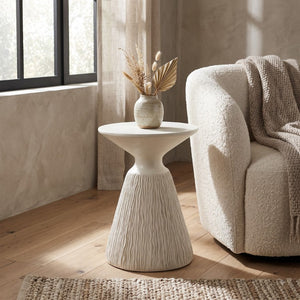 English Elm Valora Sculptural Cement Side Table Hourglass Form for Modern Minimalist Living Spaces B062P581091