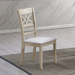 English Elm Calandra Linen Upholstered Dining Chairs with Geometric Wood Cutout Backrest Set of 2 B062P581101