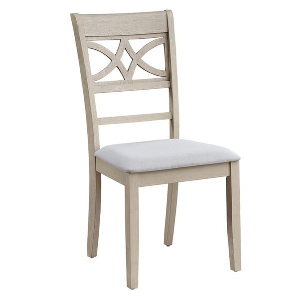 English Elm Calandra Linen Upholstered Dining Chairs with Geometric Wood Cutout Backrest Set of 2 B062P581101