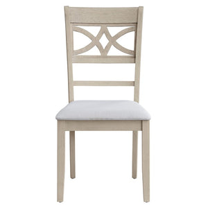 English Elm Calandra Linen Upholstered Dining Chairs with Geometric Wood Cutout Backrest Set of 2 B062P581101