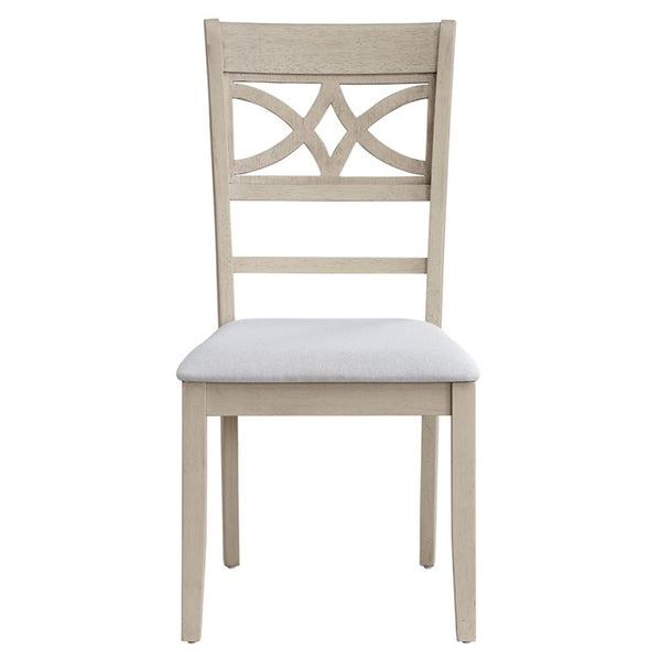 English Elm Calandra Linen Upholstered Dining Chairs with Geometric Wood Cutout Backrest Set of 2 B062P581101