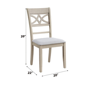 English Elm Calandra Linen Upholstered Dining Chairs with Geometric Wood Cutout Backrest Set of 2 B062P581101