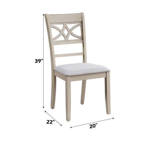English Elm Calandra Linen Upholstered Dining Chairs with Geometric Wood Cutout Backrest Set of 2 B062P581101