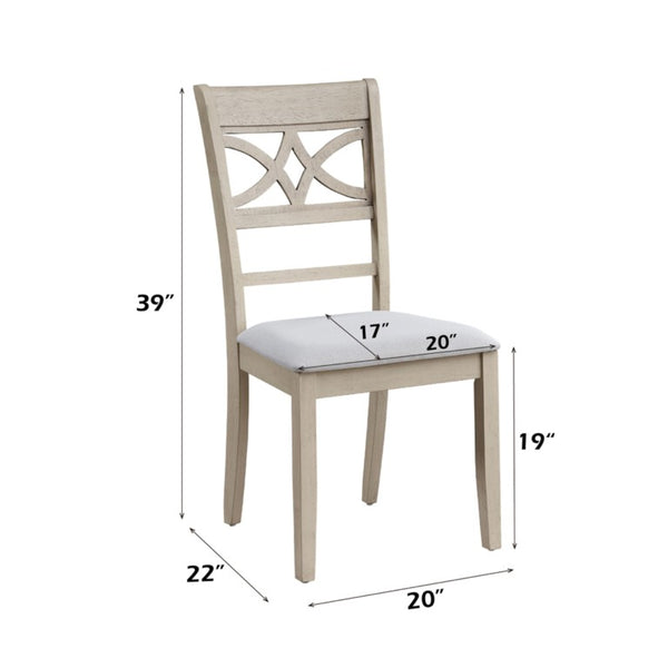 English Elm Calandra Linen Upholstered Dining Chairs with Geometric Wood Cutout Backrest Set of 2 B062P581101