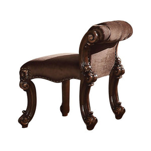 English Elm Genevieve Upholstered Vanity Stool with Carved Cabriole Legs and Nailhead Trim B062P581103