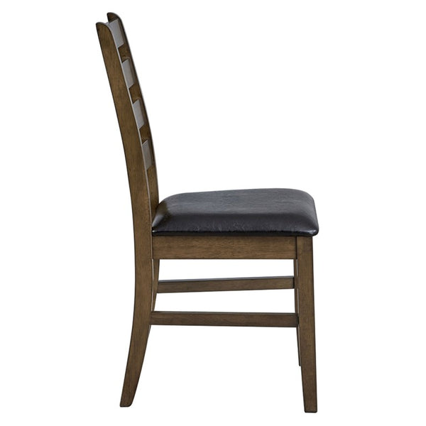 English Elm Elly Walnut Ladder Back Dining Chair Set of 2 Rubberwood Frame Faux Leather Seat B062P581105