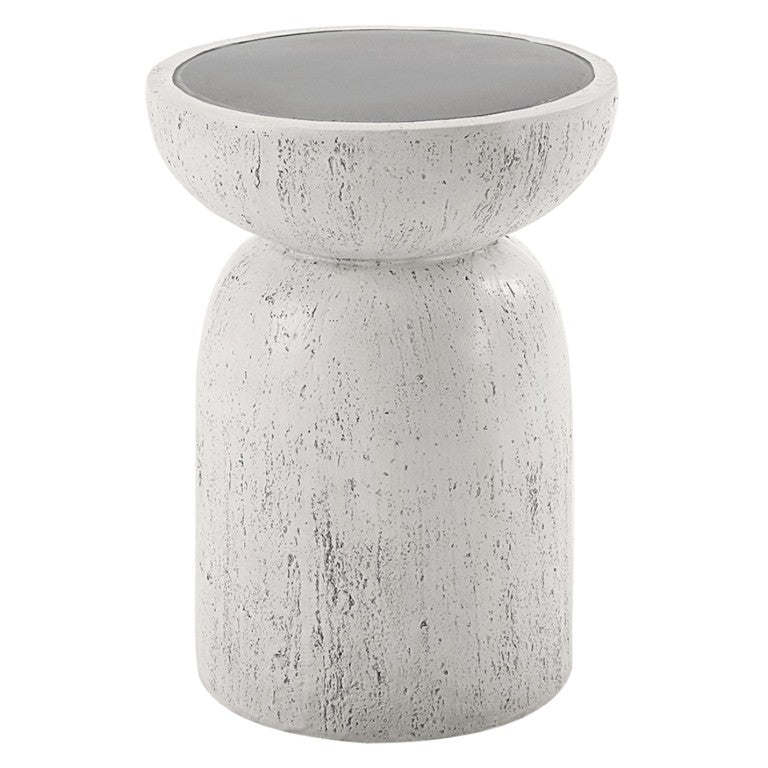 English Elm Kaelen Sculptural Cement Round Side Table Hourglass Silhouette for Minimalist Spaces B062P581108