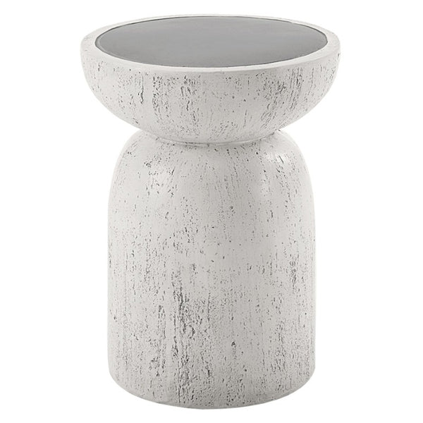 English Elm Kaelen Sculptural Cement Round Side Table Hourglass Silhouette for Minimalist Spaces B062P581108