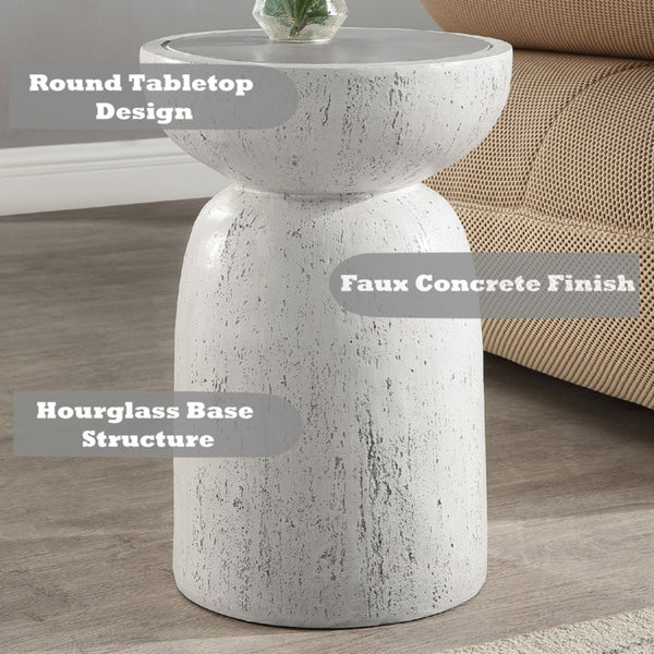 English Elm Kaelen Sculptural Cement Round Side Table Hourglass Silhouette for Minimalist Spaces B062P581108