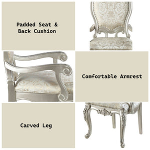 English Elm Celestia Rubberwood Dining Arm Chairs with Carved Moldings and Nailhead Trim Set of 2 B062P581113